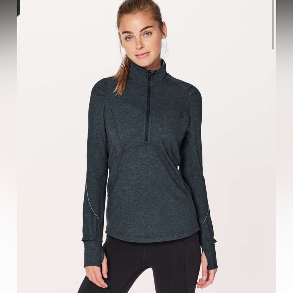 Lululemon Extra Mile 1/2 Zip / Heathered‎ Nocturnal Teal/Black / 4